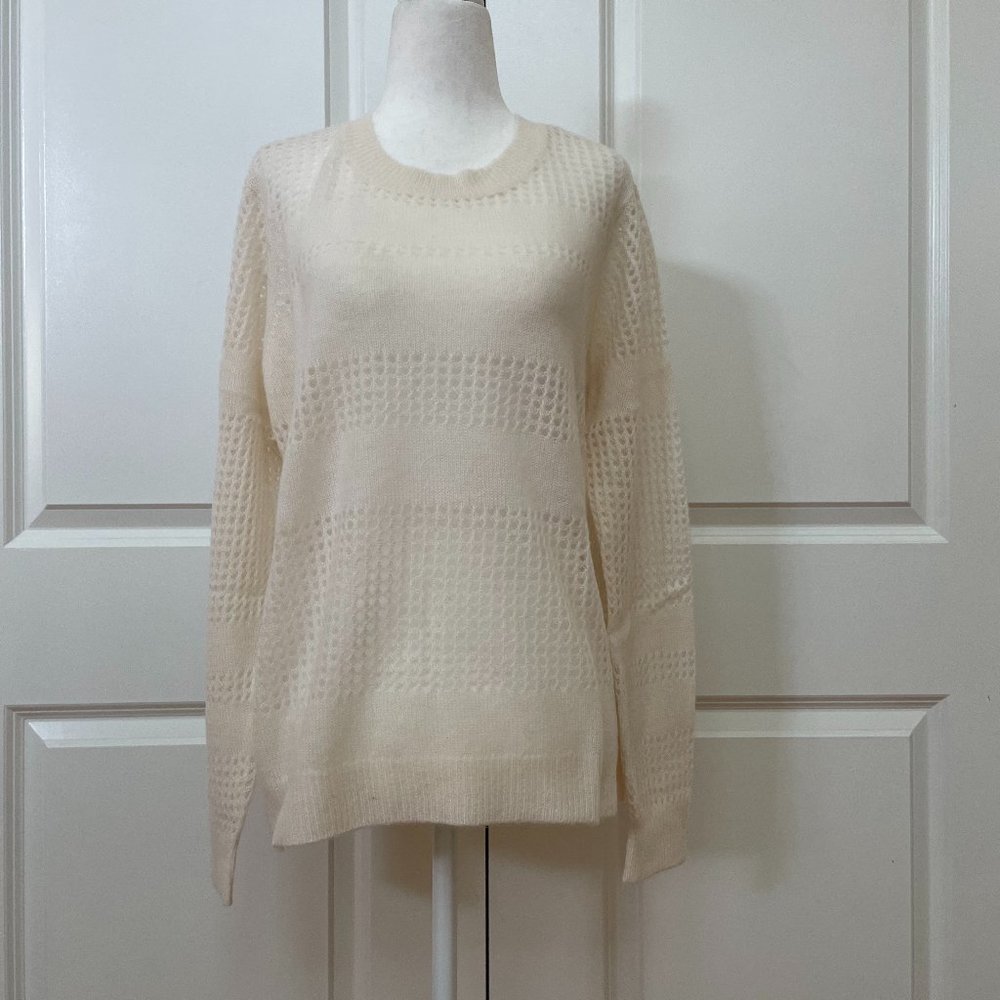 Cashmere Mesh Crewneck Pullover